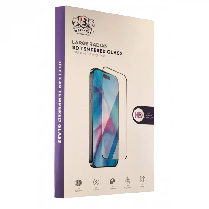 Mey İthalat®   iPhone 14 Pro Max Bilvis 3D Radian Cam Ekran Koruyucu
