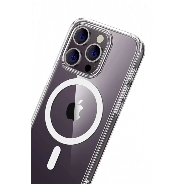 Mey İthalat®   iPhone 14 Pro Max Combo Sert Şeffaf Magsafe Kapak - Şeffaf