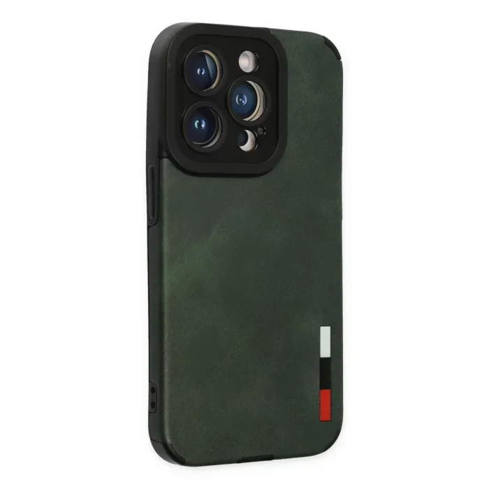 Mey İthalat®   iPhone 14 Pro Max Kılıf Loop Deri Silikon - Yeşil