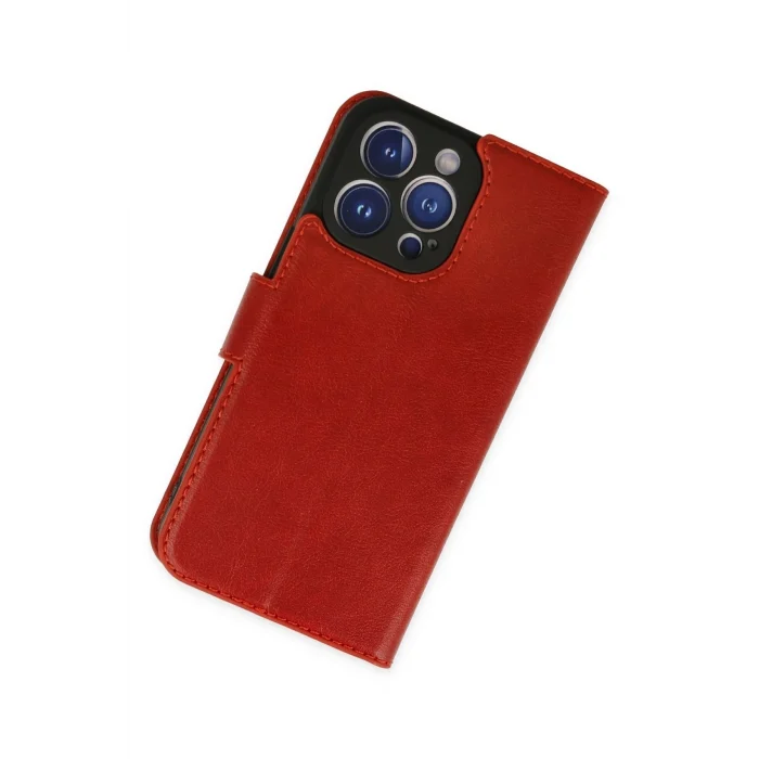 Mey İthalat®   iPhone 14 Pro Max Kılıf Trend S Plus Kapaklı Kılıf - Kırmızı