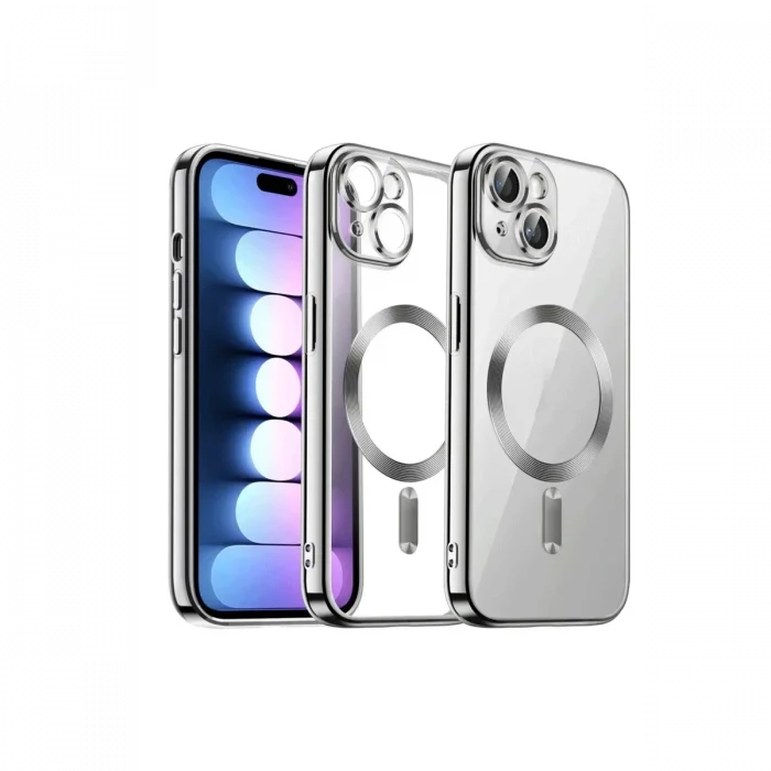 Mey İthalat®   iPhone 15 Kılıf Kross Magneticsafe Kapak - Gümüş