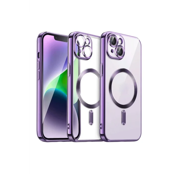 Mey İthalat®   iPhone 15 Kılıf Kross Magneticsafe Kapak - Mor