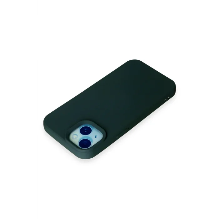 Mey İthalat®   iPhone 15 Kılıf Nano içi Kadife Silikon - Koyu Yeşil