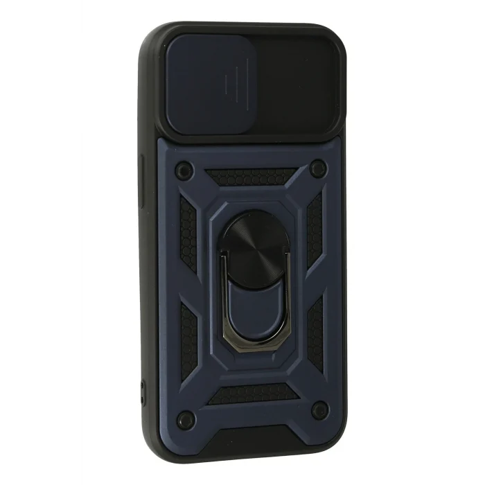 Mey İthalat®   iPhone 15 Kılıf Pars Lens Yüzüklü Silikon - Lacivert