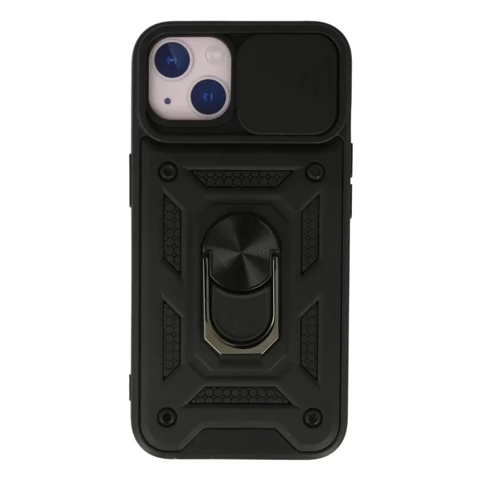 Mey İthalat®   iPhone 15 Kılıf Pars Lens Yüzüklü Silikon - Siyah