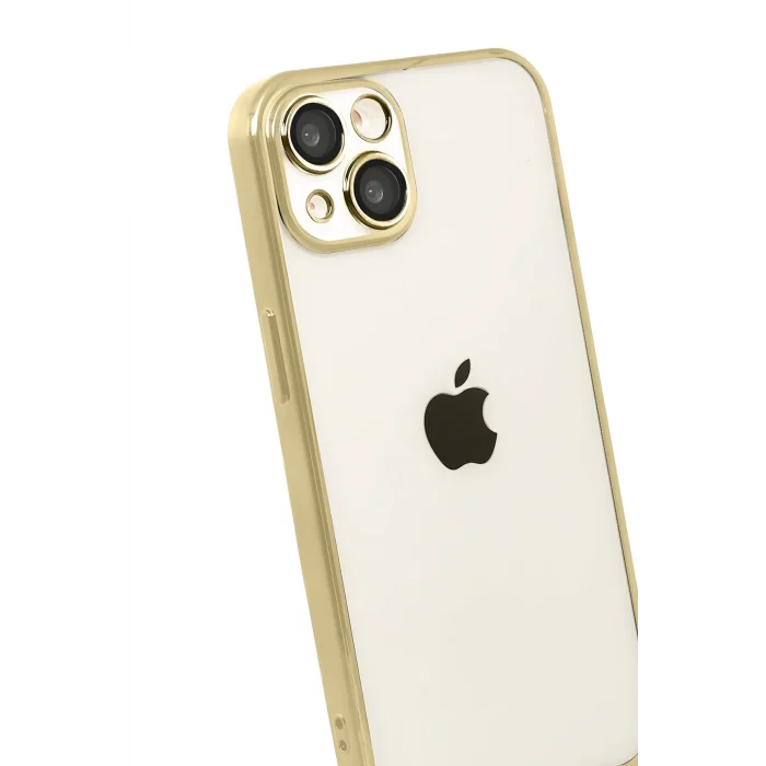 Mey İthalat®   iPhone 15  Lensli Silikon - Gold