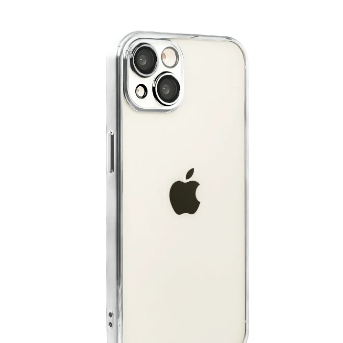 Mey İthalat®   iPhone 15  Lensli Silikon - Gümüş
