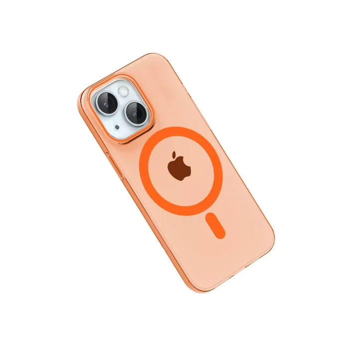 Mey İthalat®   iPhone 15 PC Blank Magsafe Kapak - Turuncu