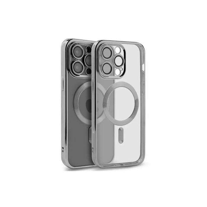 Mey İthalat®   iPhone 15 Pro Kılıf Kross Magneticsafe Kapak - Gümüş
