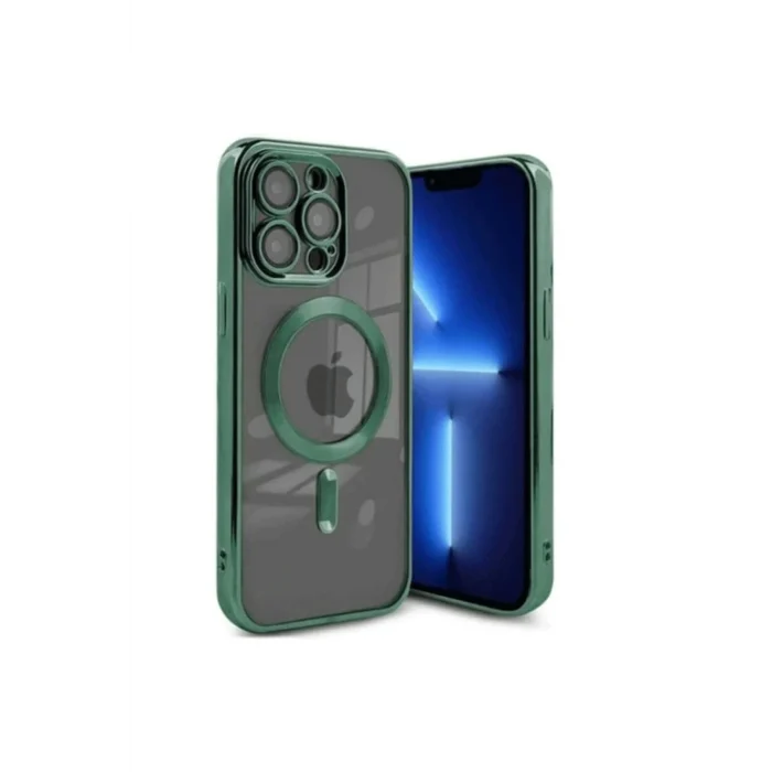 Mey İthalat®   iPhone 15 Pro Kılıf Kross Magneticsafe Kapak - Koyu Yeşil