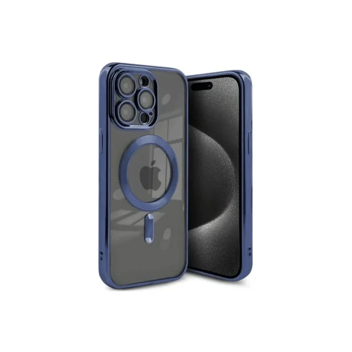 Mey İthalat®   iPhone 15 Pro Kılıf Kross Magneticsafe Kapak - Lacivert