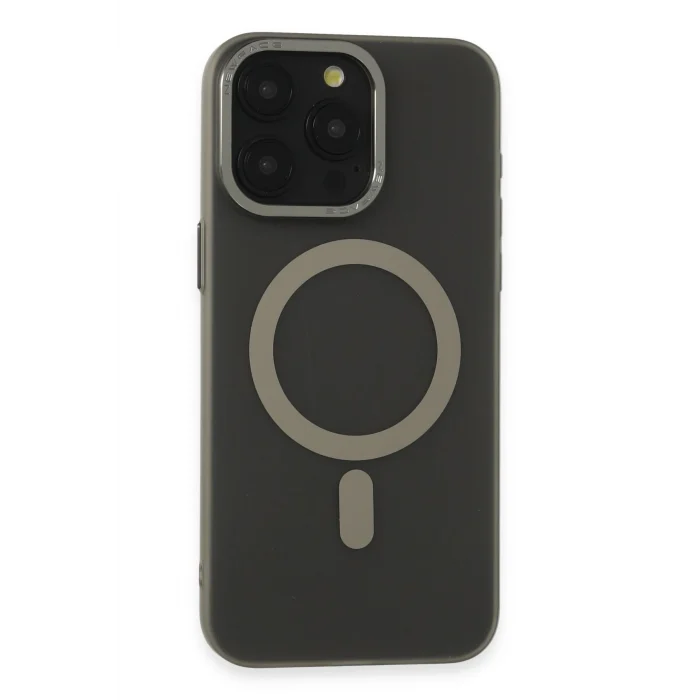 Mey İthalat®   iPhone 15 Pro Kılıf Lodos Magneticsafe Mat Kapak - Titan Gri