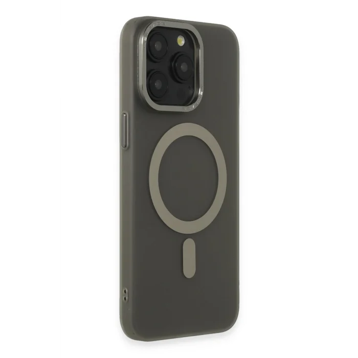Mey İthalat®   iPhone 15 Pro Kılıf Lodos Magneticsafe Mat Kapak - Titan Gri