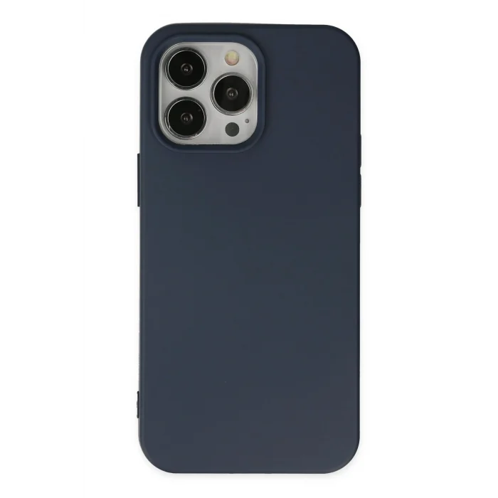 Mey İthalat®   iPhone 15 Pro Kılıf Nano içi Kadife Silikon - Lacivert