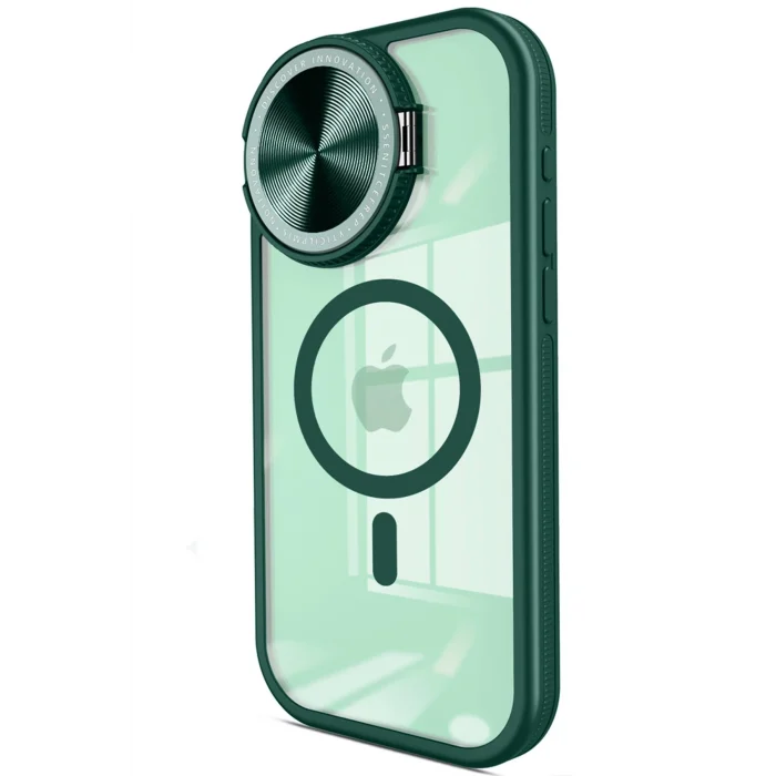Mey İthalat®   iPhone 15 Pro Kılıf Teleskop Lens Magsafe Silikon Kapak - Koyu Yeşil