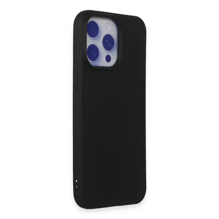 Mey İthalat®   iPhone 15 Pro Max Kılıf Nano içi Kadife Silikon - Siyah