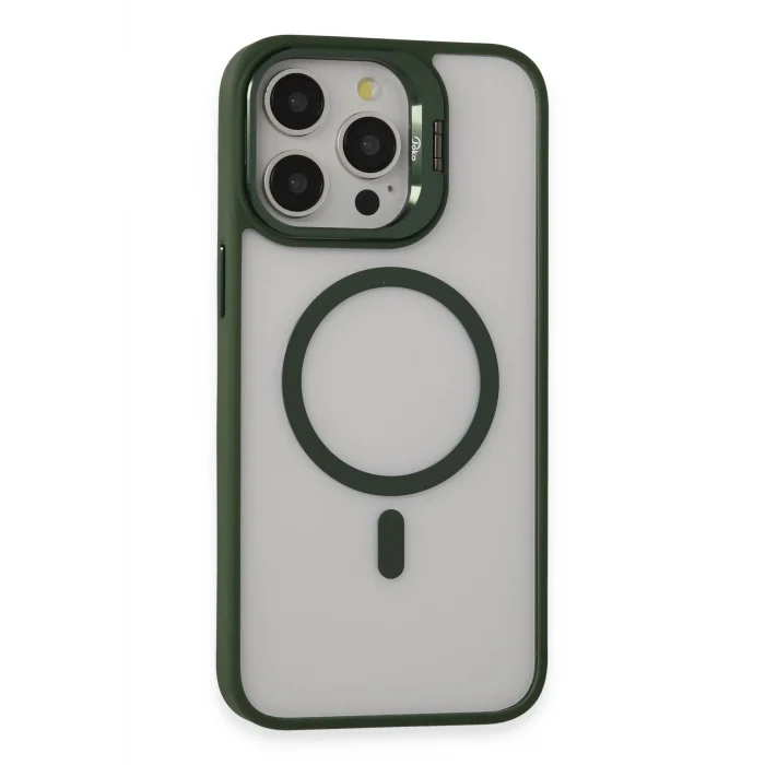 Mey İthalat®   iPhone 15 Pro Max Kılıf Roblox Lens Magsafe Standlı Kapak - Koyu Yeşil