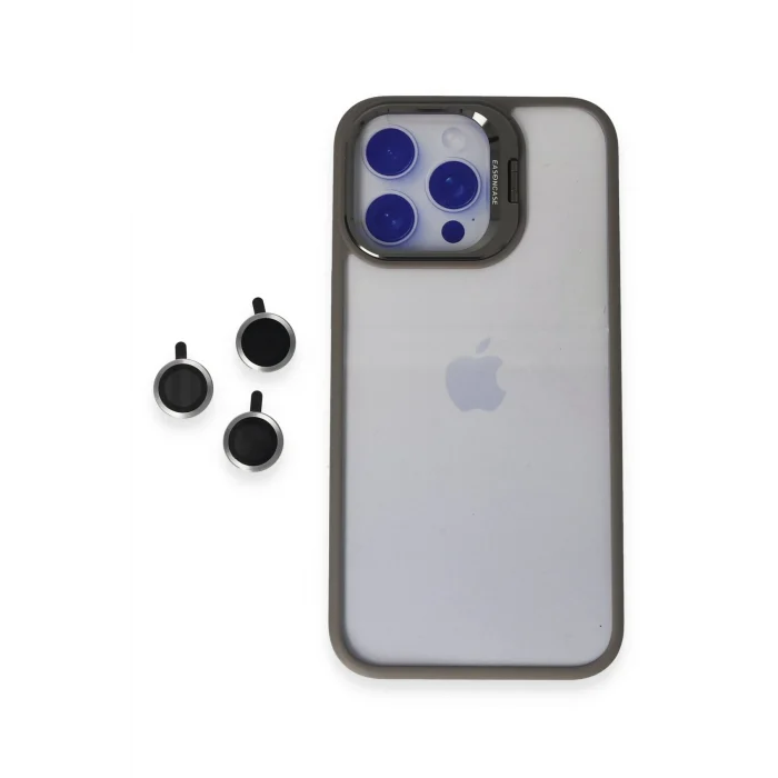 Mey İthalat®   iPhone 15 Pro Max Kılıf Roblox Lens Standlı Kapak - Titan Gri