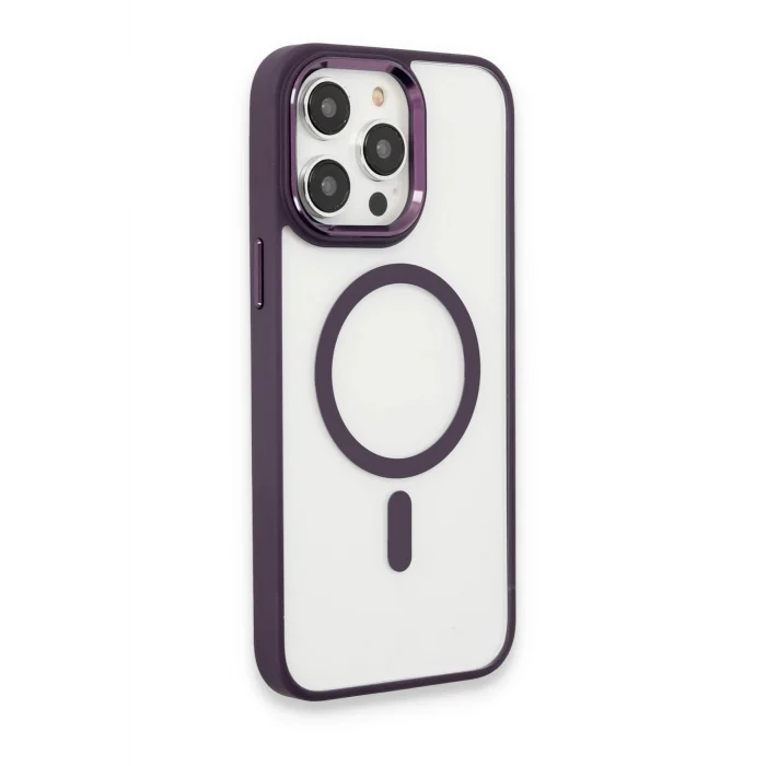 Mey İthalat®   iPhone 15 Pro Max Kılıf Room Magneticsafe Silikon - Derin Mor