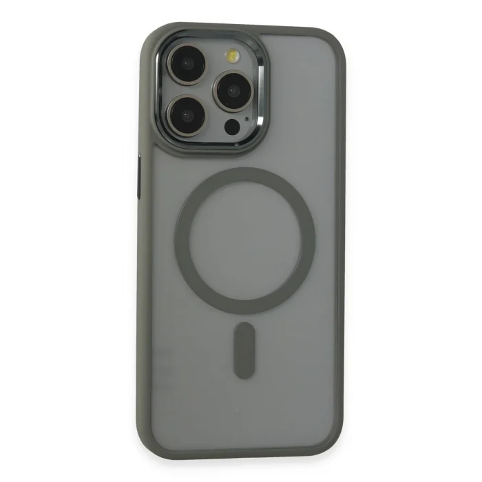 Mey İthalat®   iPhone 15 Pro Max Kılıf Room Magneticsafe Silikon - Gri