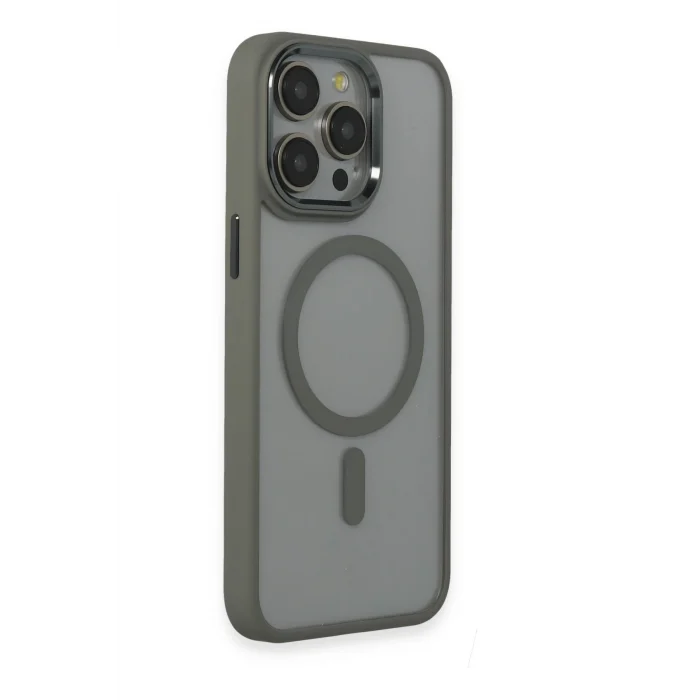 Mey İthalat®   iPhone 15 Pro Max Kılıf Room Magneticsafe Silikon - Gri