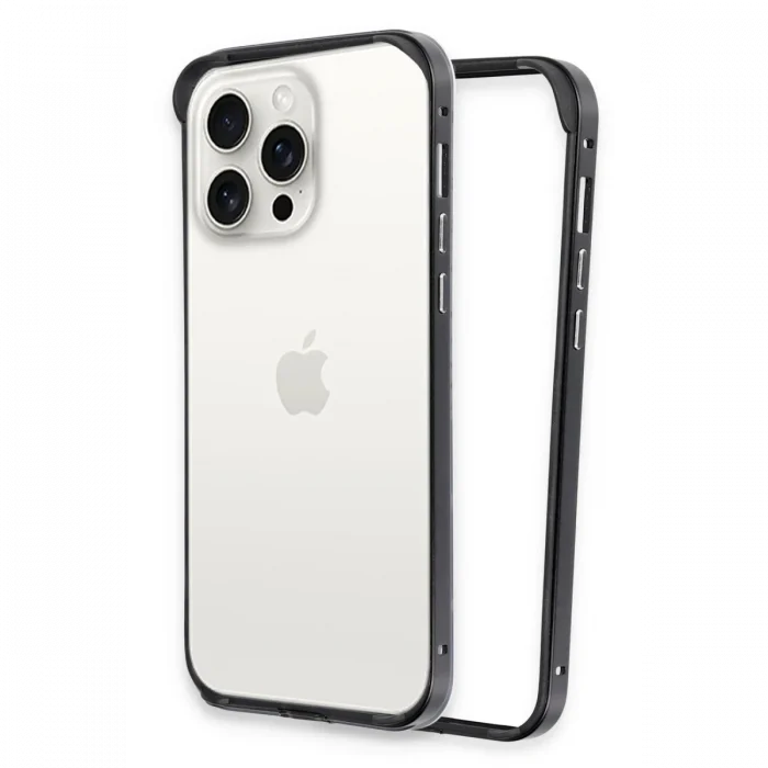 Mey İthalat®   iPhone 15 Pro Max Land Bumper Koruma Kapak - Siyah