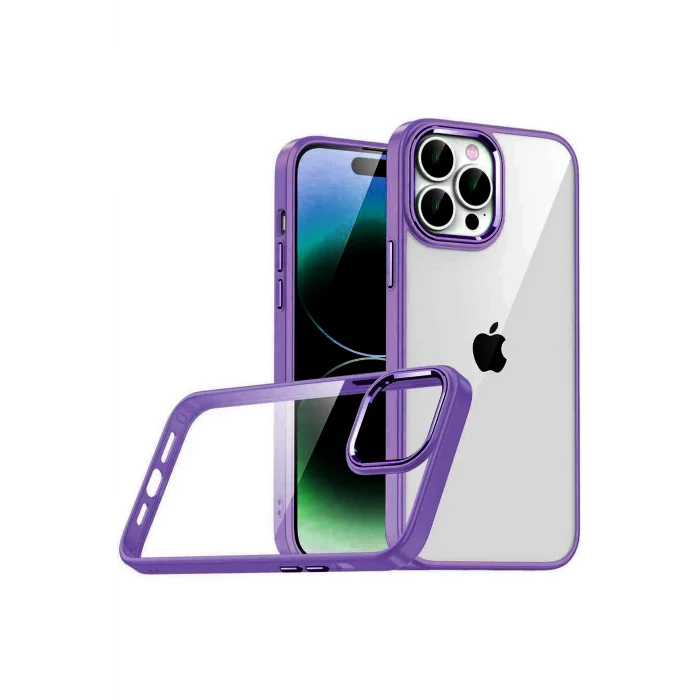 Mey İthalat®   iPhone 15 Pro Max  Lensli Silikon - Mor