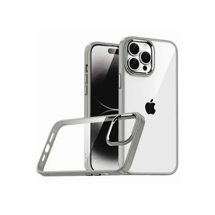 Mey İthalat®   iPhone 15 Pro Max  Lensli Silikon - Titan Gri