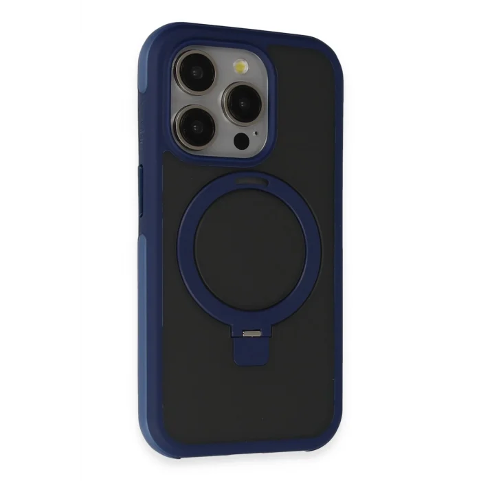 Mey İthalat®   iPhone 15 Pro Max Zorda Airbag Magsafe Standlı Kapak - Lacivert
