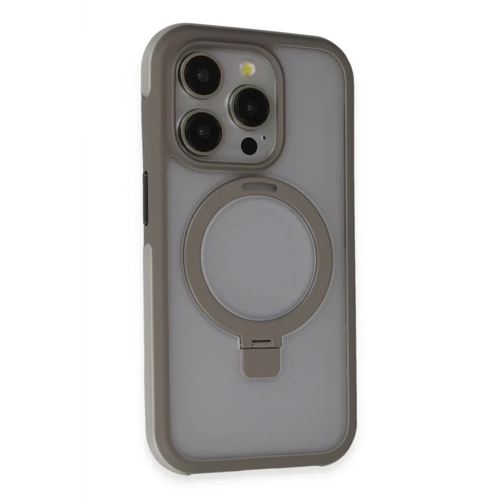 Mey İthalat®   iPhone 15 Pro Max Zorda Airbag Magsafe Standlı Kapak - Titan Gri