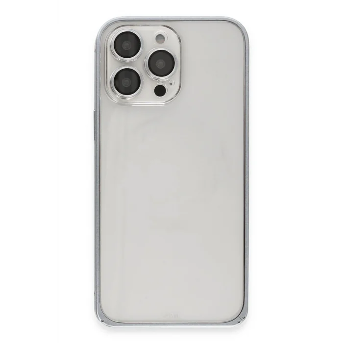 Mey İthalat®   iPhone 15 Pro Metal Bumper Mat Kapak - Gri