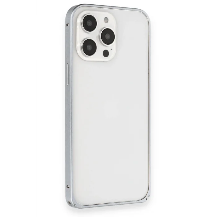 Mey İthalat®   iPhone 15 Pro Metal Bumper Mat Kapak - Gri