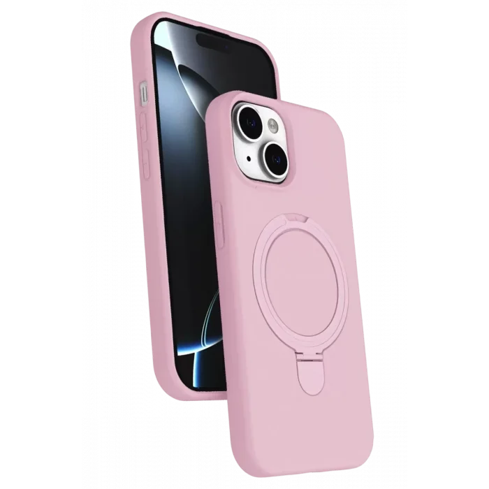 Mey İthalat®   iPhone 15 Regal Magsafe Standlı Kapak - Açık Pembe