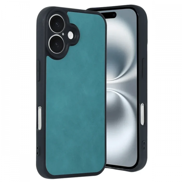 Mey İthalat®   iPhone 16 Kılıf Aras Deri Kapak - Açık Yeşil