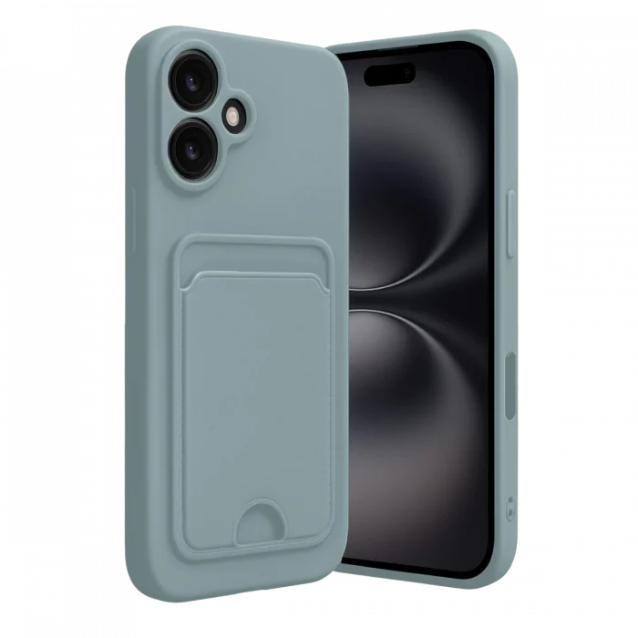 Mey İthalat®   iPhone 16 Kılıf Kelvin Kartvizitli Silikon - Açık Yeşil