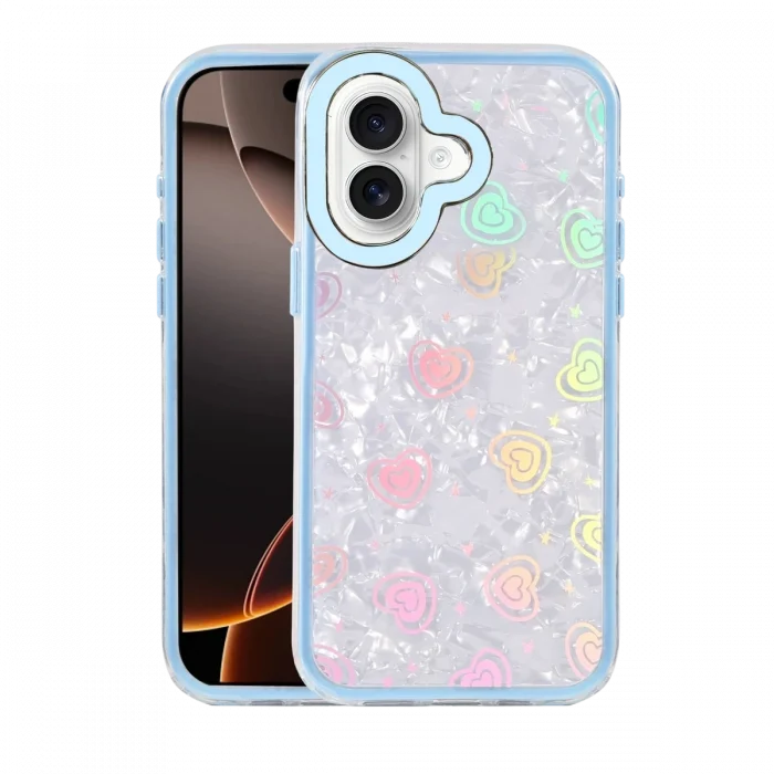Mey İthalat®   iPhone 16 Lumi Desenli Kapak - Mavi