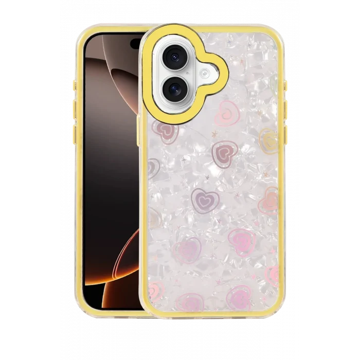 Mey İthalat®   iPhone 16 Lumi Desenli Kapak - Sarı