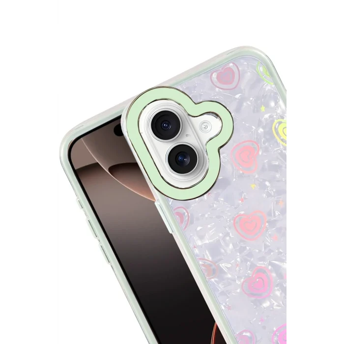 Mey İthalat®   iPhone 16 Lumi Desenli Kapak - Yeşil