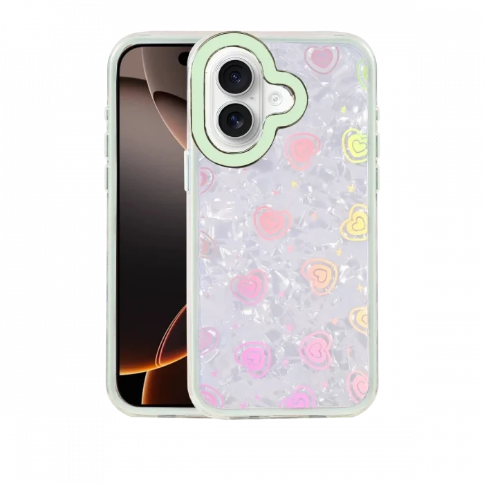 Mey İthalat®   iPhone 16 Lumi Desenli Kapak - Yeşil