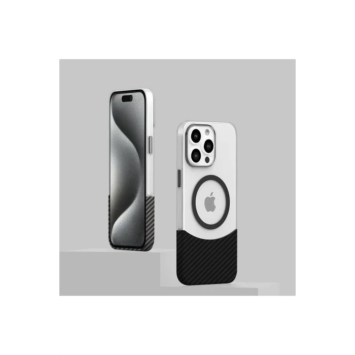 Mey İthalat®   iPhone 16 Plus Carbon Puzzle Magsafe Kapak - Siyah