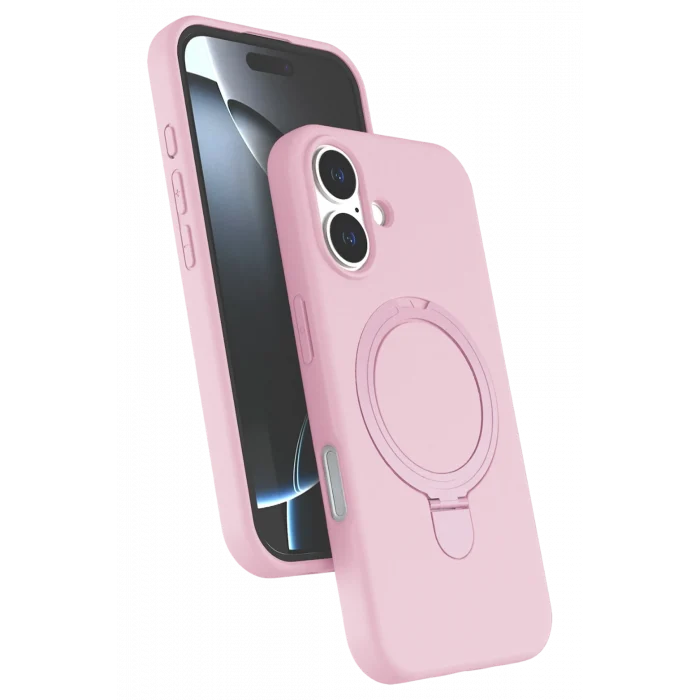 Mey İthalat®   iPhone 16 Plus Regal Magsafe Standlı Kapak - Açık Pembe