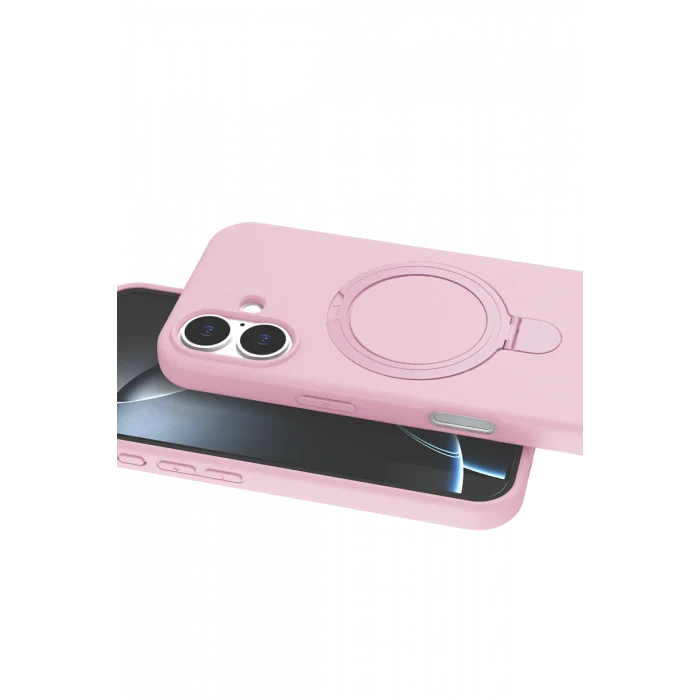 Mey İthalat®   iPhone 16 Plus Regal Magsafe Standlı Kapak - Açık Pembe