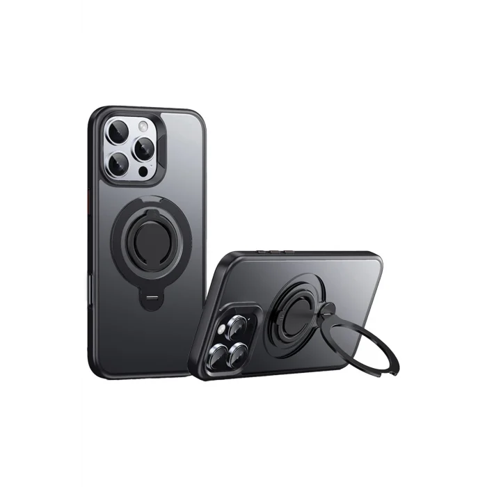 Mey İthalat®   iPhone 16 Pro Avatar 360 Dönen Magsafe Kapak - Siyah