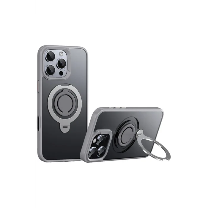 Mey İthalat®   iPhone 16 Pro Avatar 360 Dönen Magsafe Kapak - Titan Gri