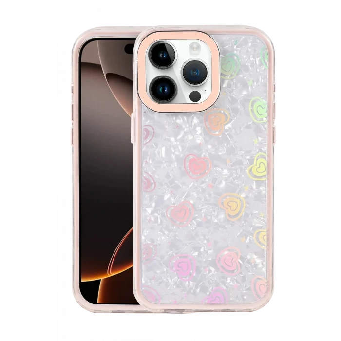 Mey İthalat®   iPhone 16 Pro Lumi Desenli Kapak - Pembe