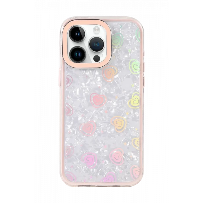 Mey İthalat®   iPhone 16 Pro Lumi Desenli Kapak - Pembe