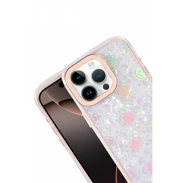 Mey İthalat®   iPhone 16 Pro Lumi Desenli Kapak - Pembe