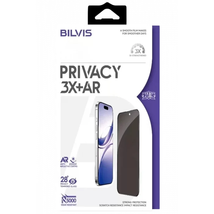Mey İthalat®   iPhone 16 Pro Max Bilvis 3X AR Hayalet Cam Ekran Koruyucu - Siyah