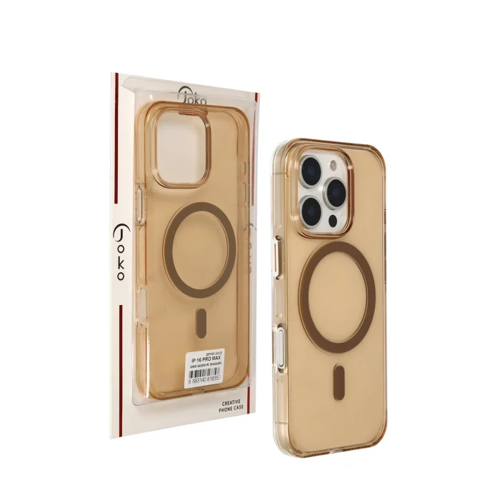 Mey İthalat®   iPhone 16 Pro Max Gleam PC Sert Magsafe Kılıf - Şeffaf-Gold