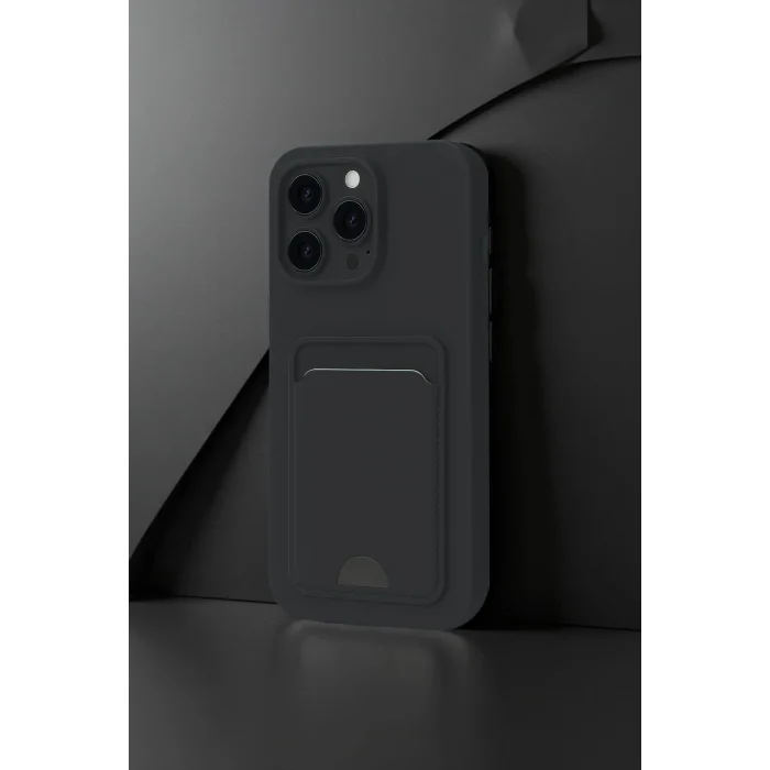 Mey İthalat®   iPhone 16 Pro Max Kılıf Kelvin Kartvizitli Silikon - Bordo